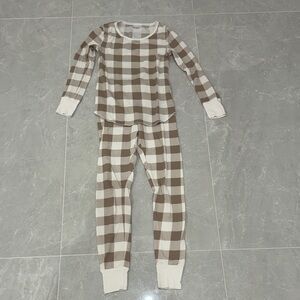 Brown and White Plaid Pajama Set